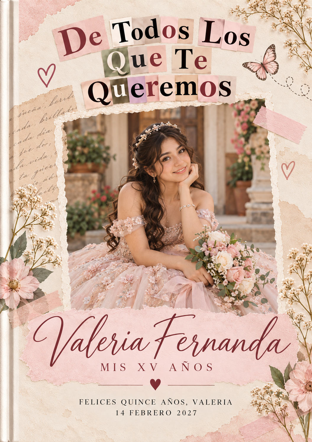 Portada de libro de recuerdos de XV años